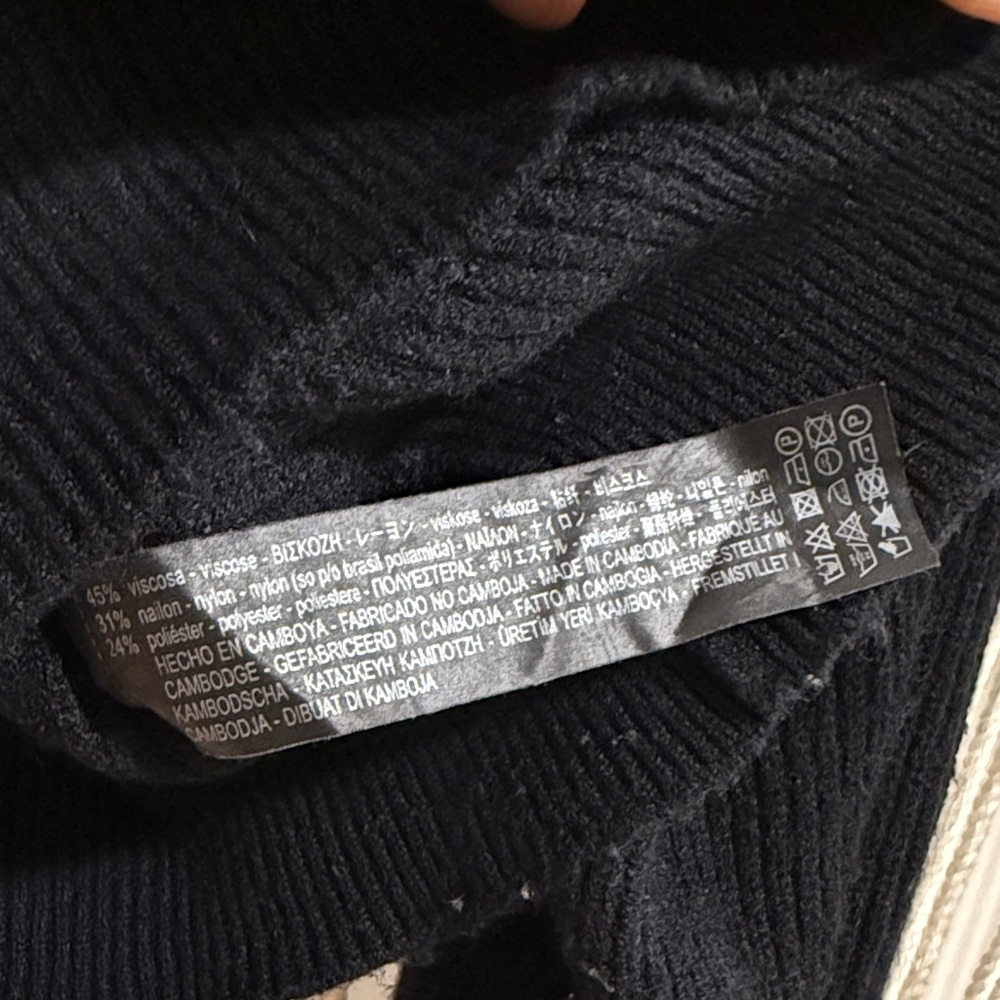 Zara Black Crew Neck Women's Sweater with Tie Back Collar - Picture 6 of 8